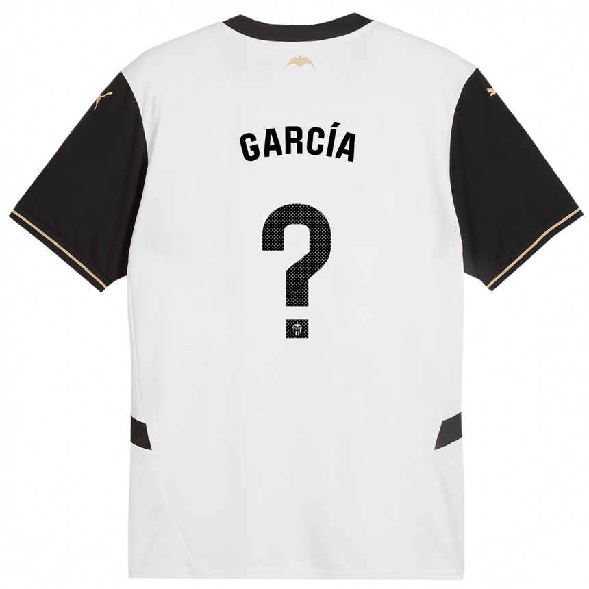 Niño Fútbol Camiseta Víctor García #0 Blanco Negro 1ª Equipación 2024/25