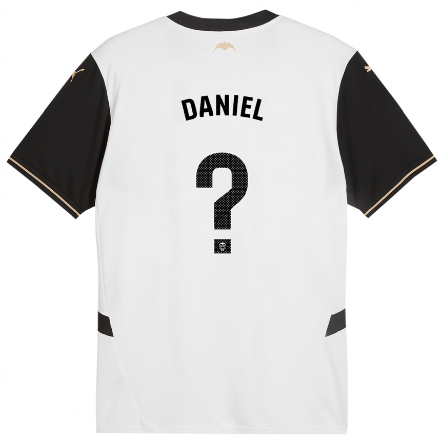 Niño Fútbol Camiseta Daniel Jiménez #0 Blanco Negro 1ª Equipación 2024/25