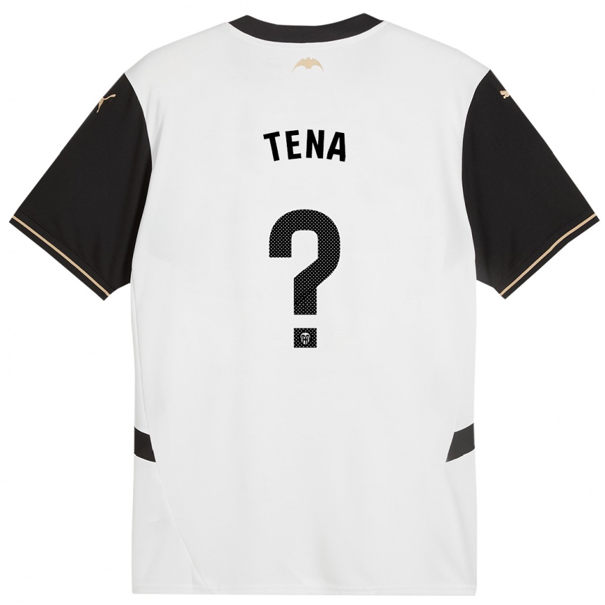 Niño Fútbol Camiseta Javier Tena #0 Blanco Negro 1ª Equipación 2024/25