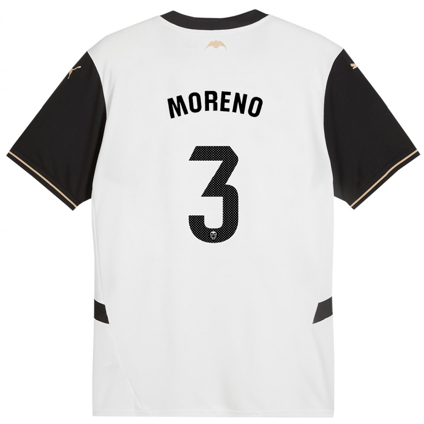 Niño Fútbol Camiseta Diego Moreno #3 Blanco Negro 1ª Equipación 2024/25