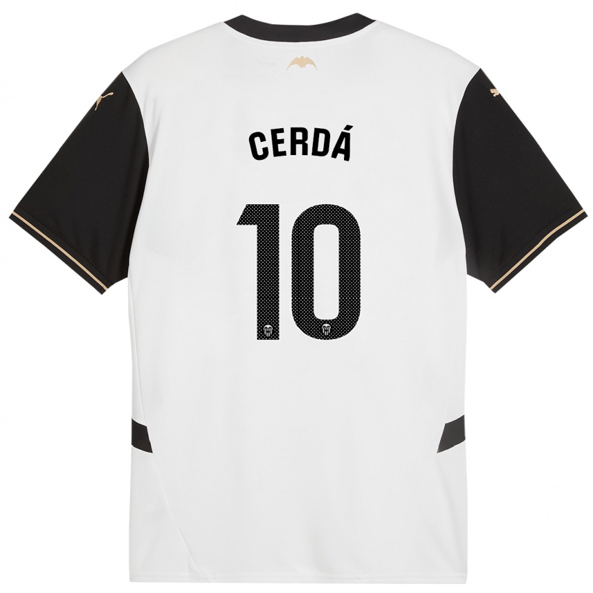 Niño Fútbol Camiseta Alex Cerdá #10 Blanco Negro 1ª Equipación 2024/25