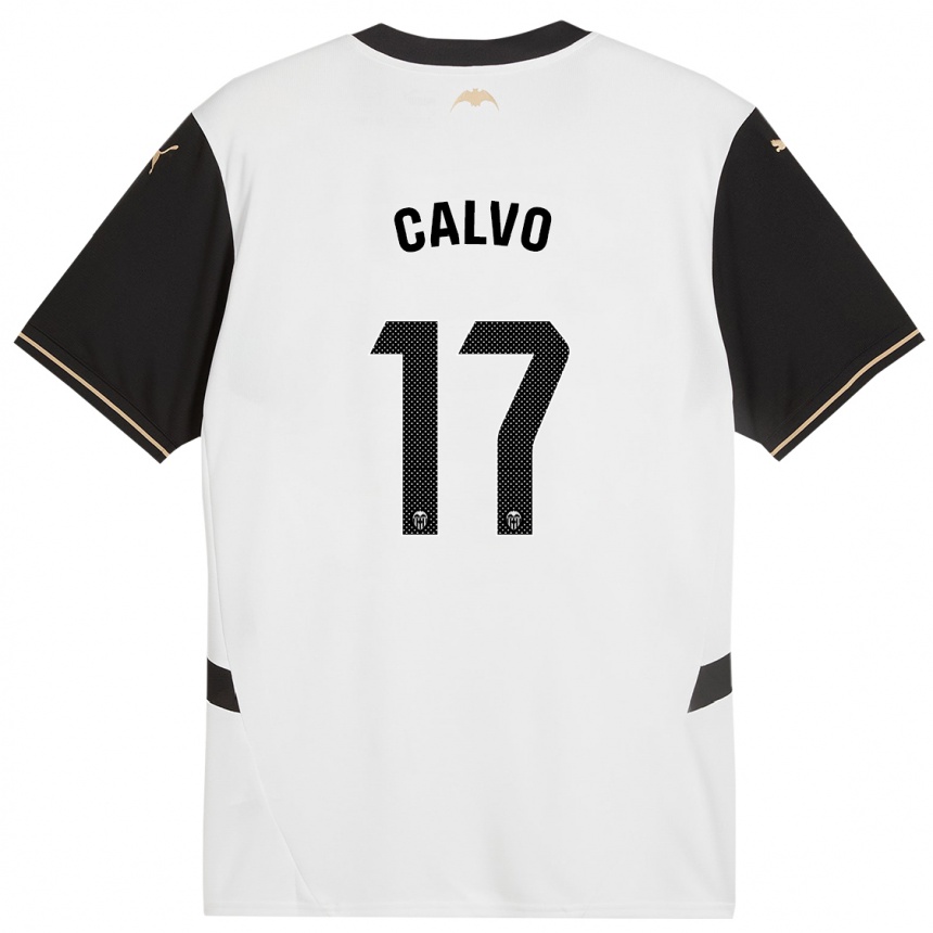 Niño Fútbol Camiseta Borja Calvo #17 Blanco Negro 1ª Equipación 2024/25