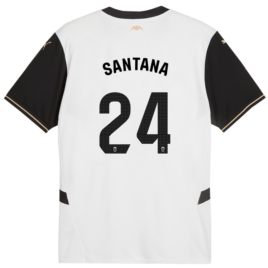 Niño Fútbol Camiseta Ismael Santana #24 Blanco Negro 1ª Equipación 2024/25