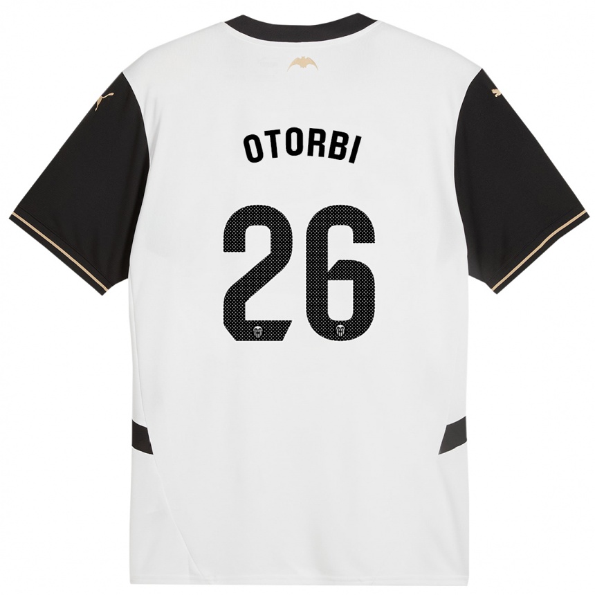 Niño Fútbol Camiseta David Otorbi #26 Blanco Negro 1ª Equipación 2024/25