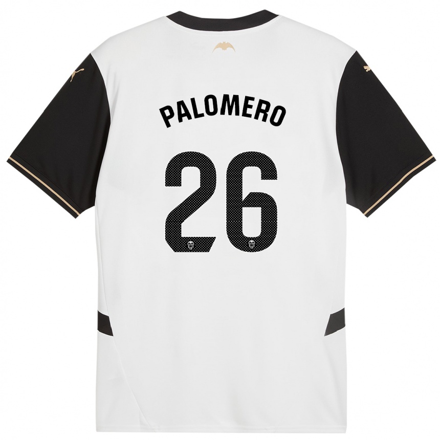 Niño Fútbol Camiseta Marc Palomero #26 Blanco Negro 1ª Equipación 2024/25