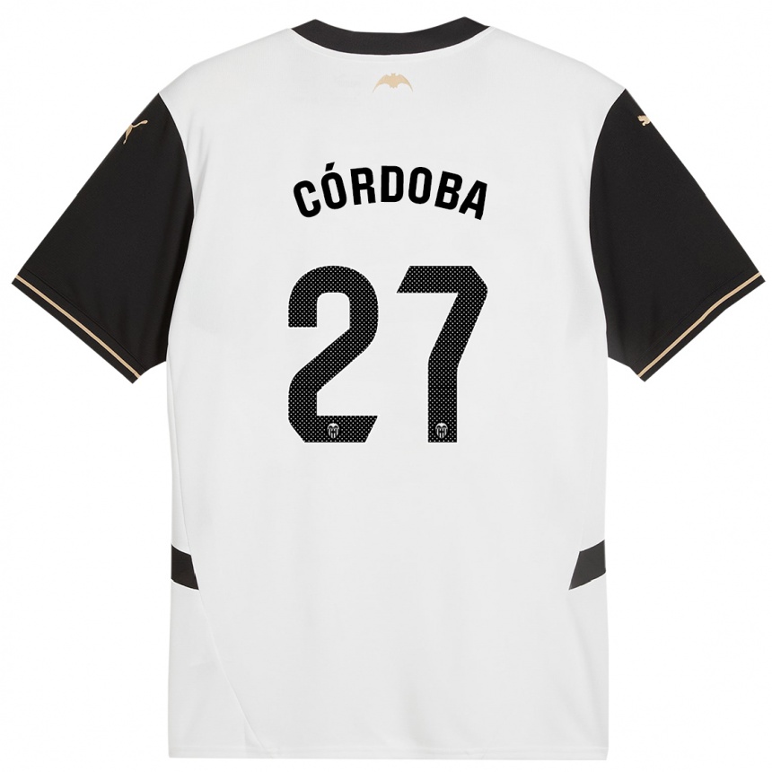 Niño Fútbol Camiseta Iker Córdoba #27 Blanco Negro 1ª Equipación 2024/25