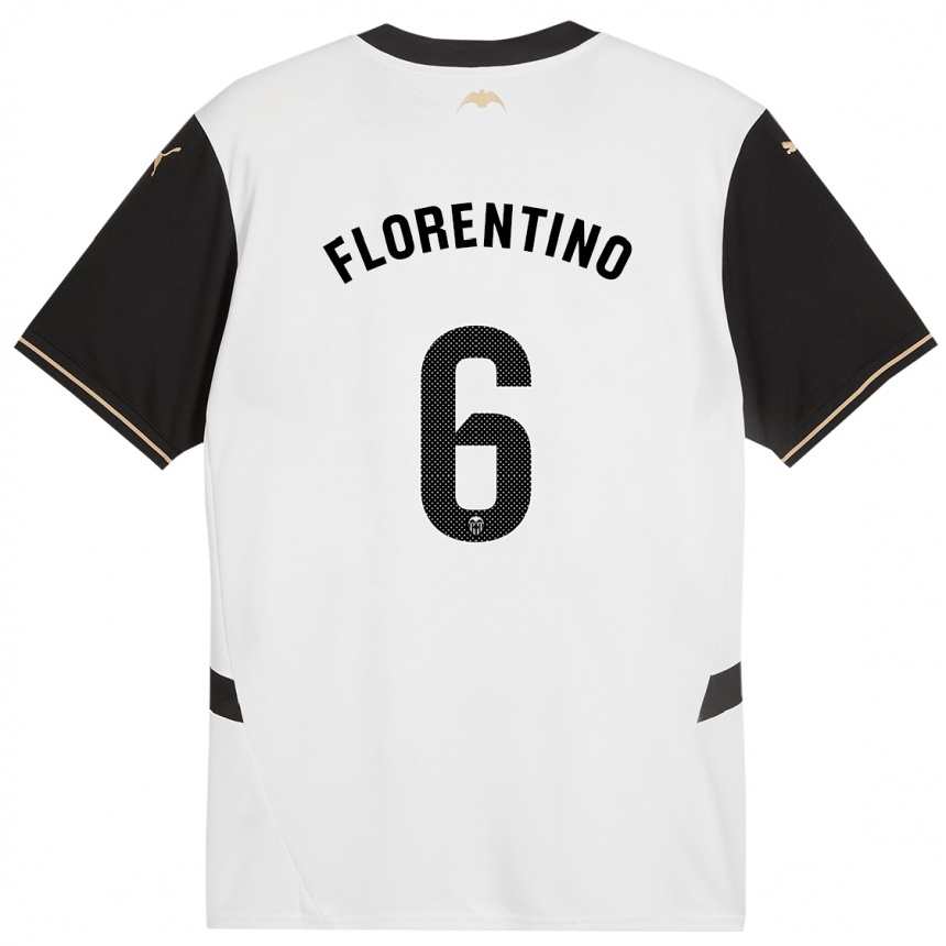 Niño Fútbol Camiseta Claudia Florentino #6 Blanco Negro 1ª Equipación 2024/25