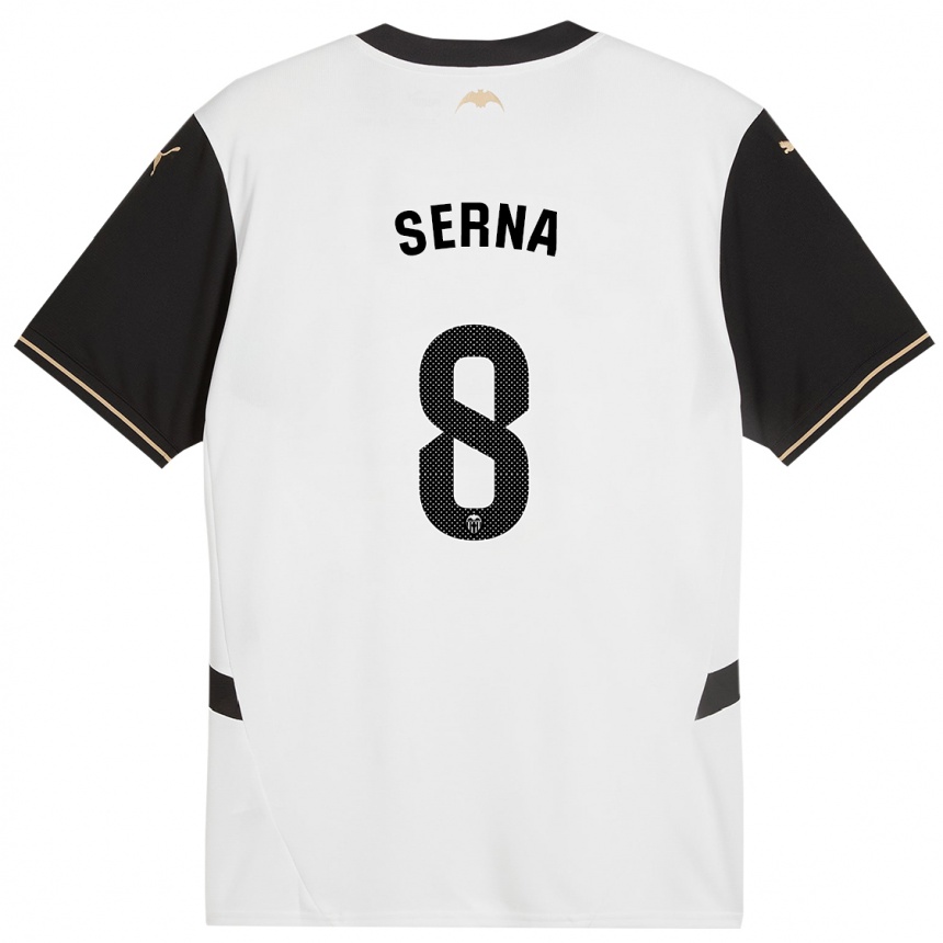 Niño Fútbol Camiseta Liced Serna #8 Blanco Negro 1ª Equipación 2024/25