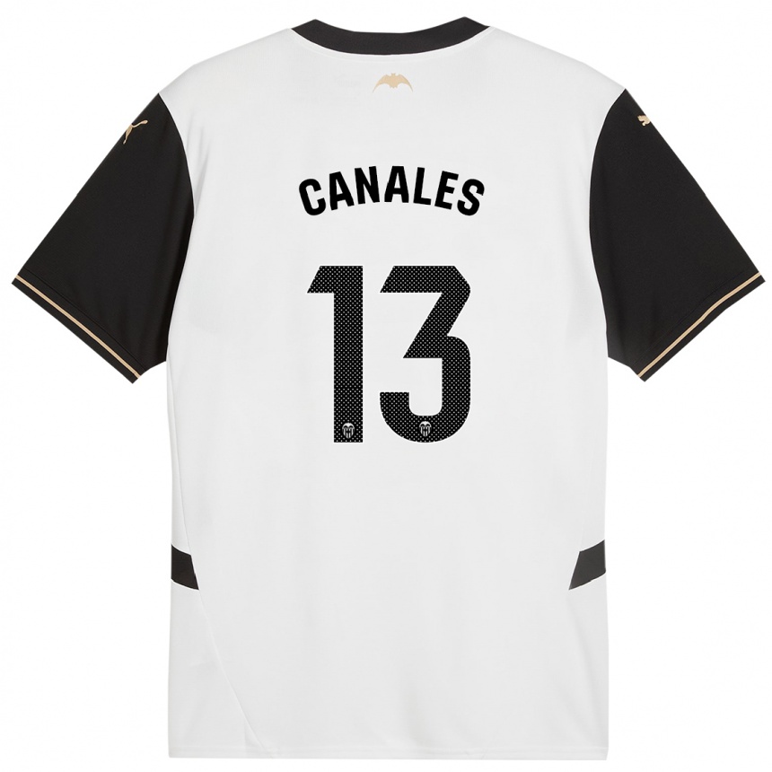 Niño Fútbol Camiseta Antonia Canales #13 Blanco Negro 1ª Equipación 2024/25