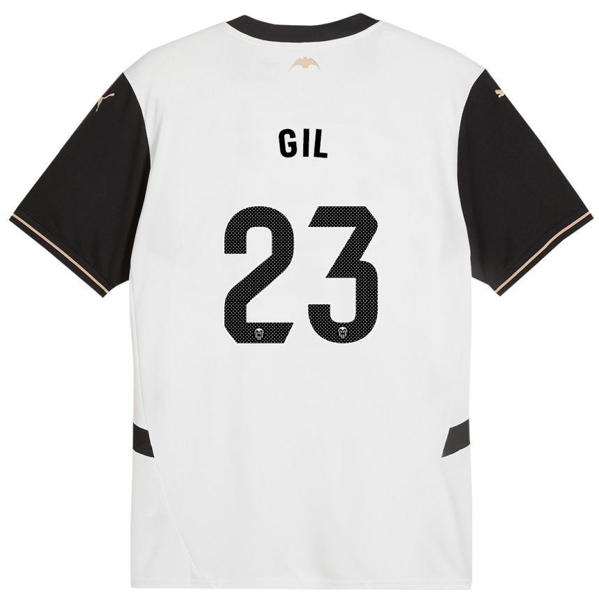 Niño Fútbol Camiseta Elena Gil #23 Blanco Negro 1ª Equipación 2024/25