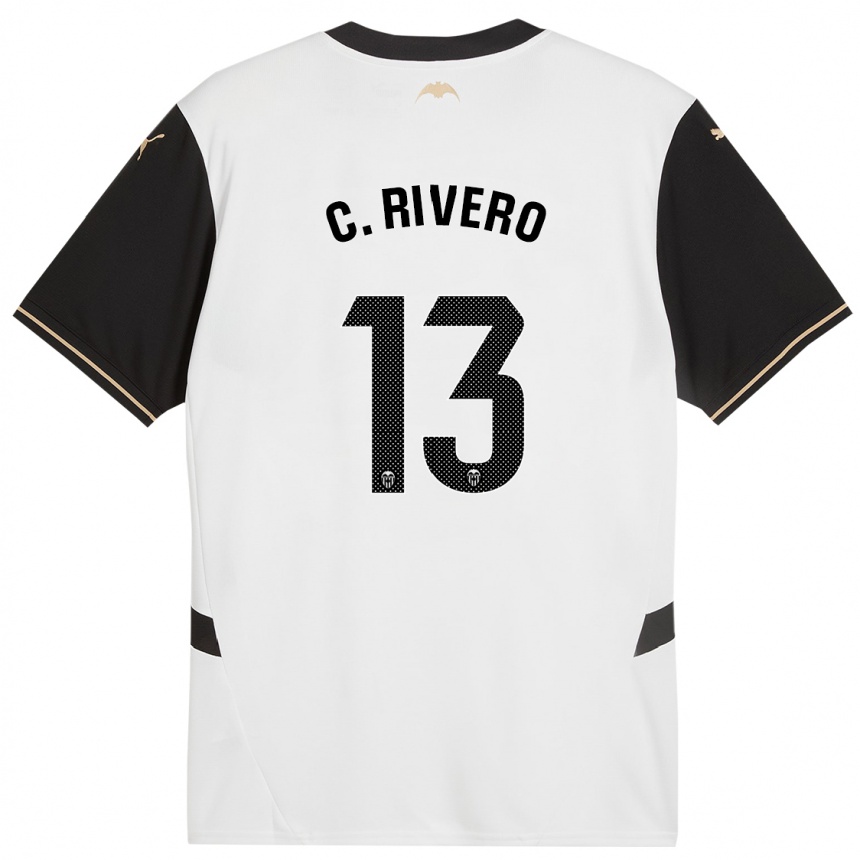 Niño Fútbol Camiseta Cristian Rivero #13 Blanco Negro 1ª Equipación 2024/25