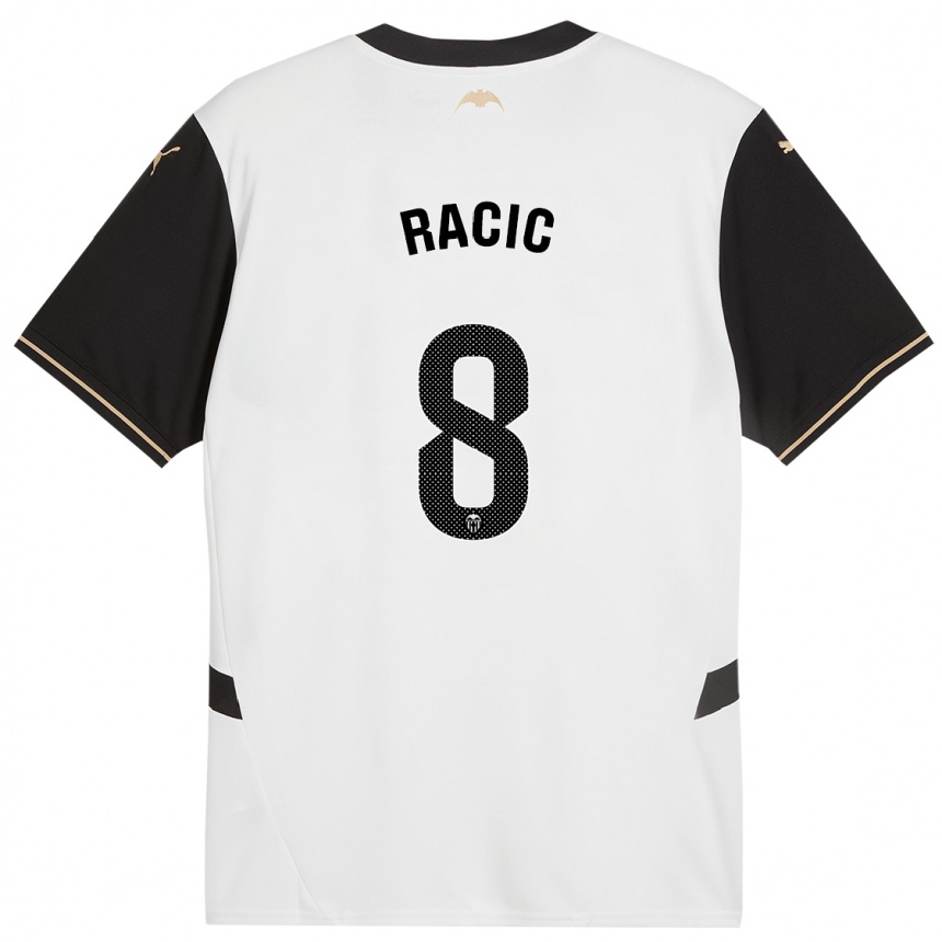 Niño Fútbol Camiseta Uros Racic #8 Blanco Negro 1ª Equipación 2024/25