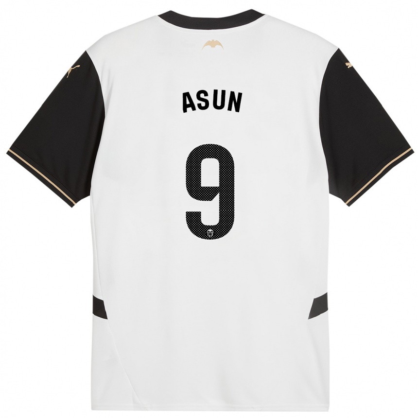 Niño Fútbol Camiseta Asun #9 Blanco Negro 1ª Equipación 2024/25