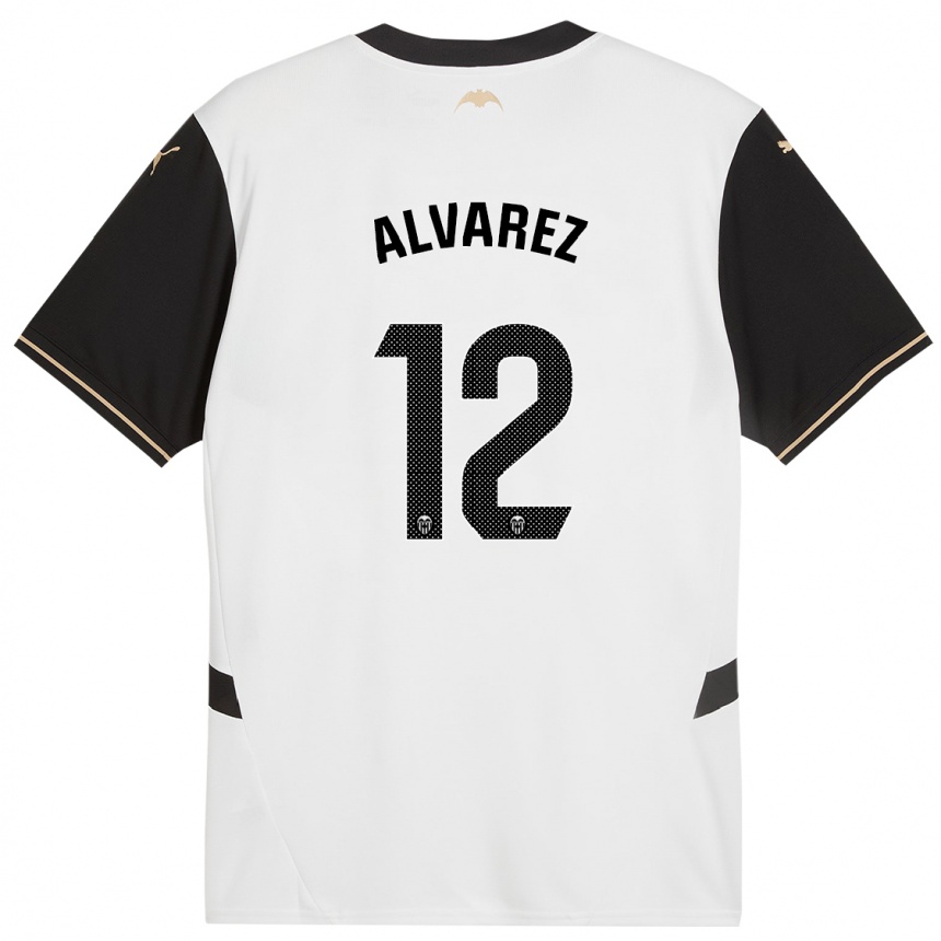 Niño Fútbol Camiseta Sofia Alvarez #12 Blanco Negro 1ª Equipación 2024/25