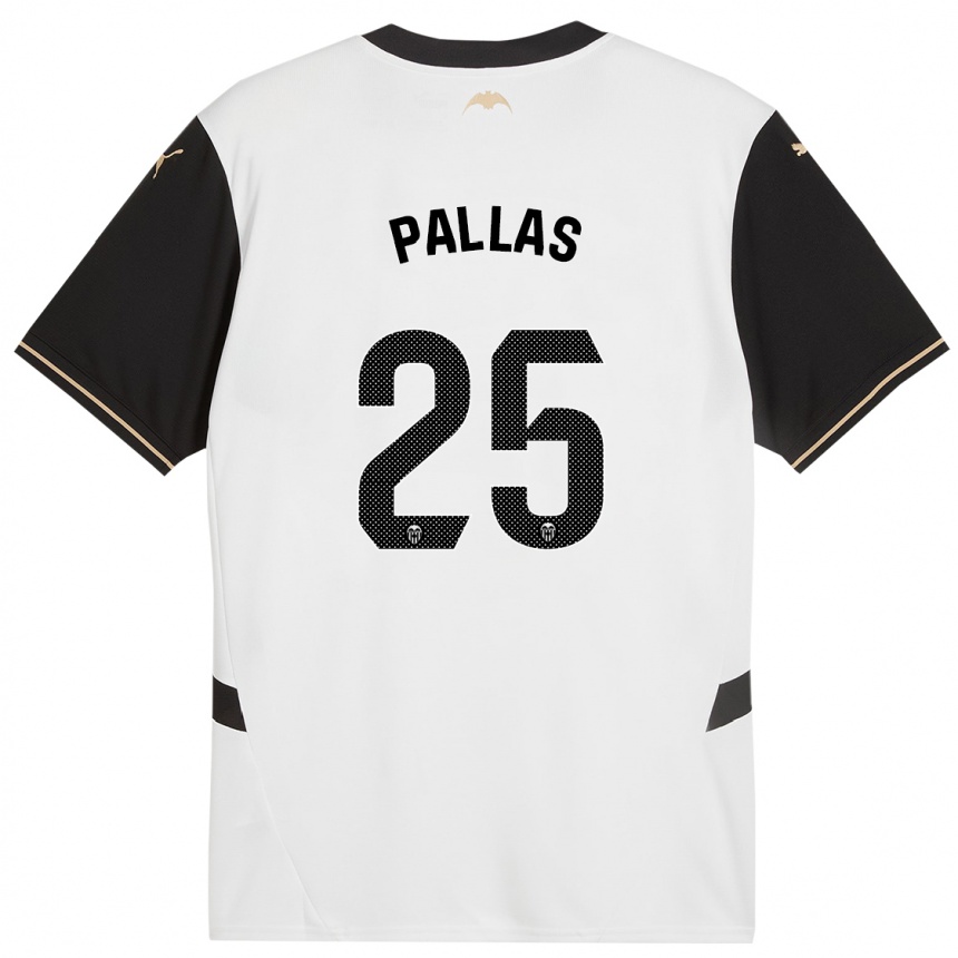 Niño Fútbol Camiseta Nerea Pallas #25 Blanco Negro 1ª Equipación 2024/25