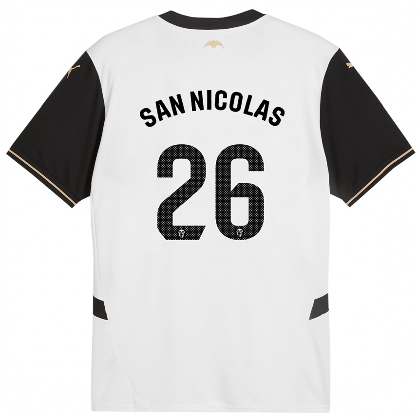 Niño Fútbol Camiseta Olga San Nicolas #26 Blanco Negro 1ª Equipación 2024/25