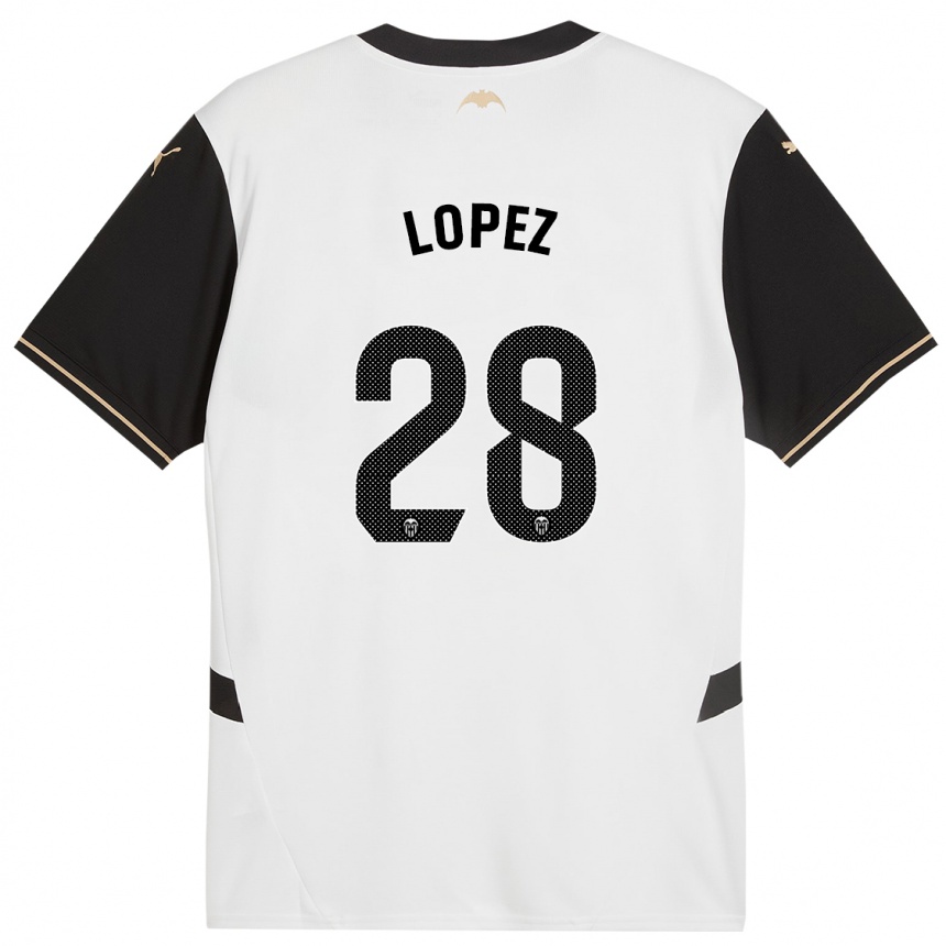 Niño Fútbol Camiseta Saray Lopez #28 Blanco Negro 1ª Equipación 2024/25