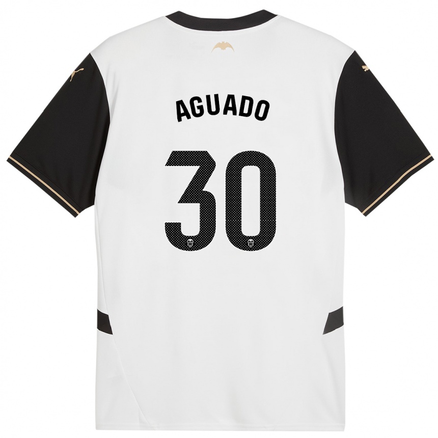 Niño Fútbol Camiseta Julia Aguado #30 Blanco Negro 1ª Equipación 2024/25