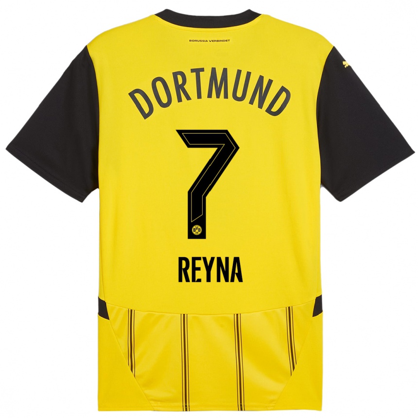 Niño Fútbol Camiseta Giovanni Reyna #7 Amarillo Negro 1ª Equipación 2024/25