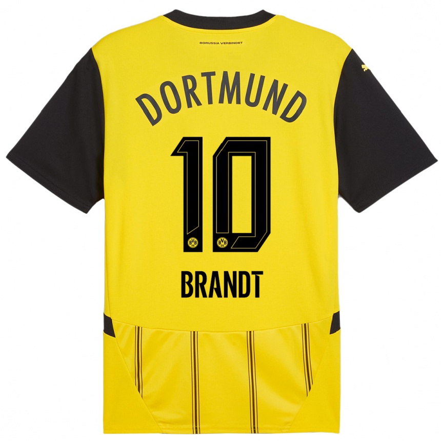 Niño Fútbol Camiseta Julian Brandt #10 Amarillo Negro 1ª Equipación 2024/25