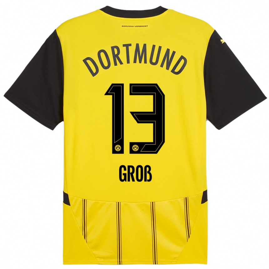 Niño Fútbol Camiseta Pascal Groß #13 Amarillo Negro 1ª Equipación 2024/25