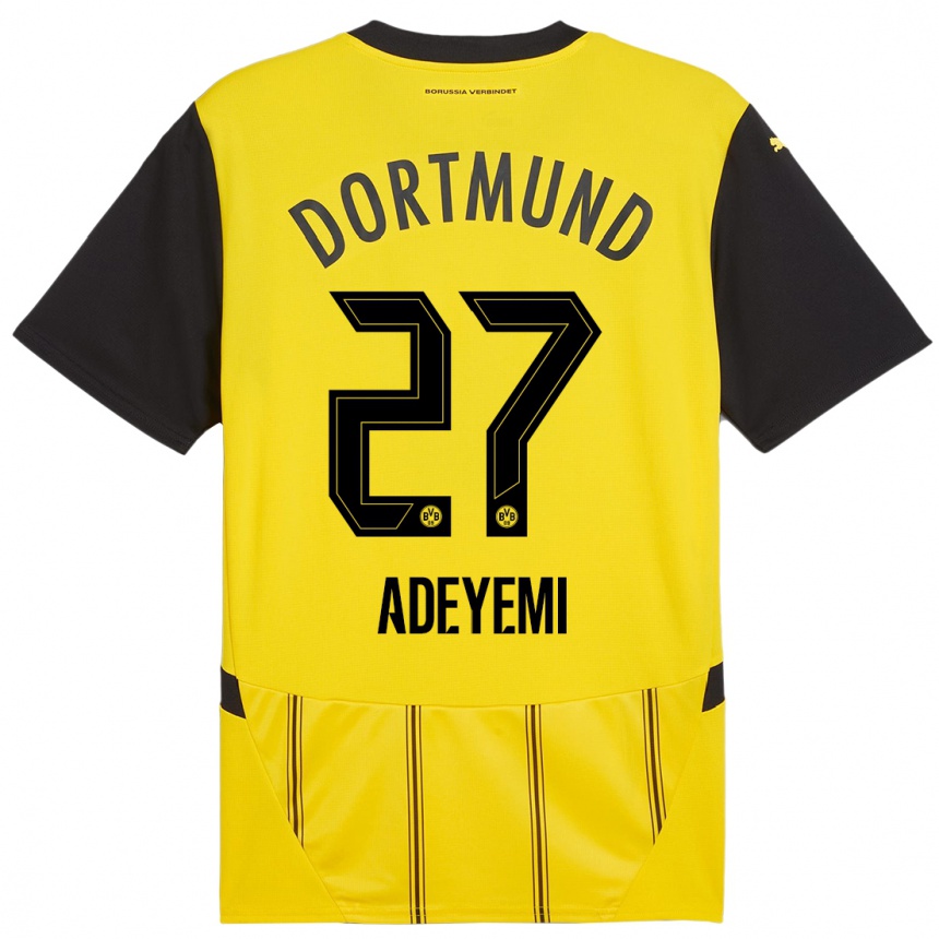 Niño Fútbol Camiseta Karim Adeyemi #27 Amarillo Negro 1ª Equipación 2024/25