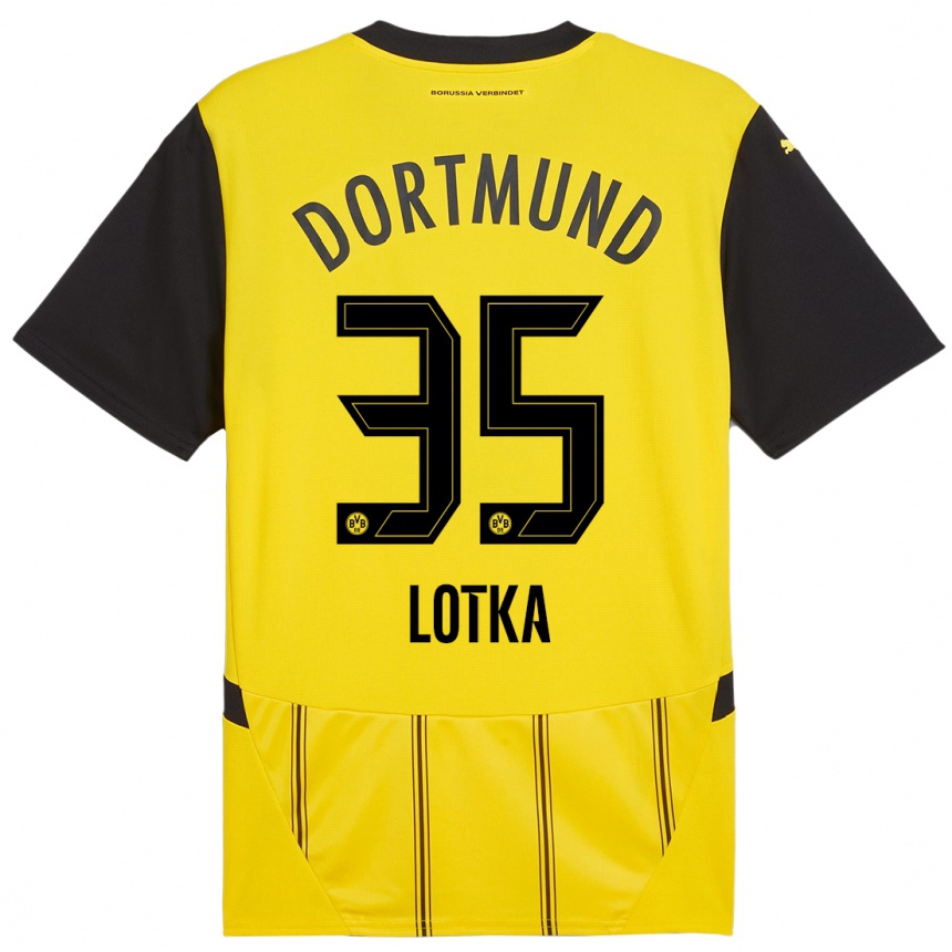 Niño Fútbol Camiseta Marcel Lotka #35 Amarillo Negro 1ª Equipación 2024/25