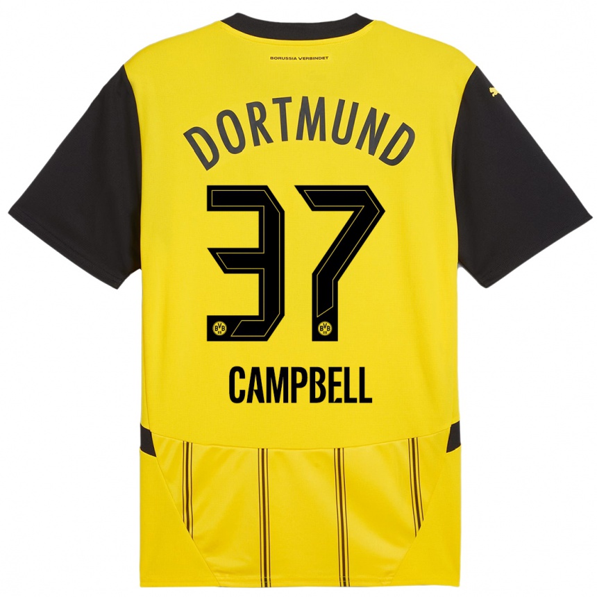 Niño Fútbol Camiseta Cole Campbell #37 Amarillo Negro 1ª Equipación 2024/25