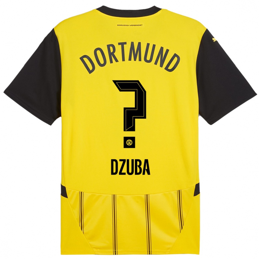 Niño Fútbol Camiseta Fabian Dzuba #0 Amarillo Negro 1ª Equipación 2024/25