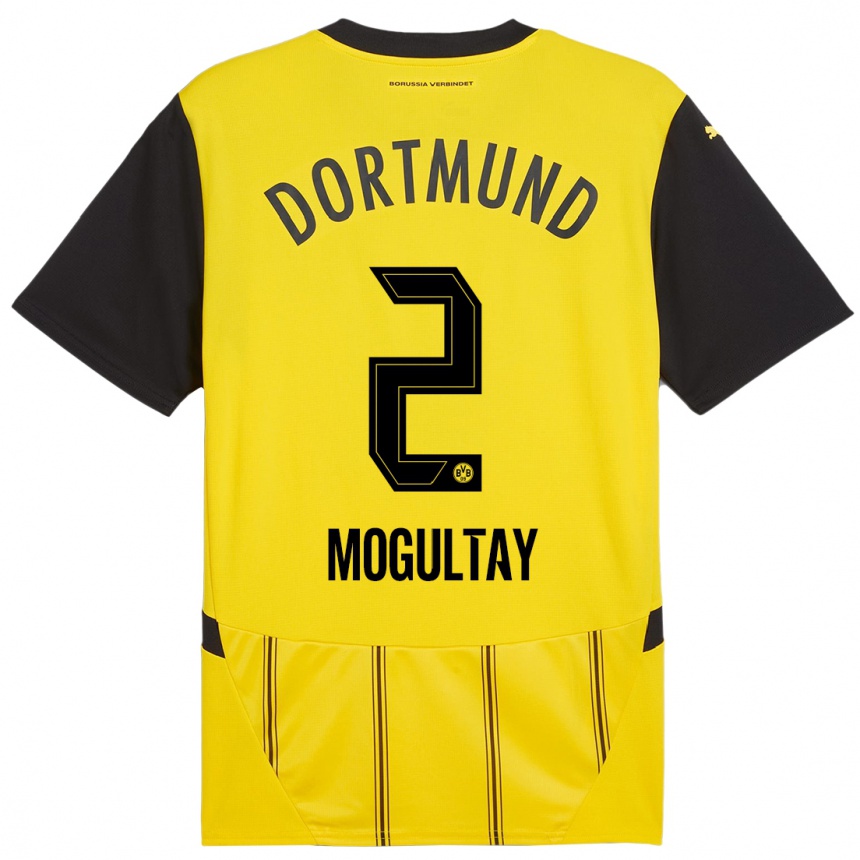 Niño Fútbol Camiseta Baran Mogultay #2 Amarillo Negro 1ª Equipación 2024/25