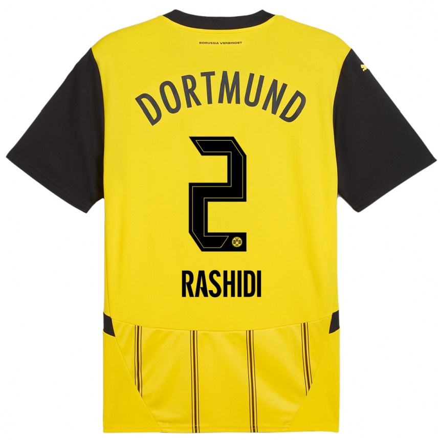 Niño Fútbol Camiseta William Rashidi #2 Amarillo Negro 1ª Equipación 2024/25