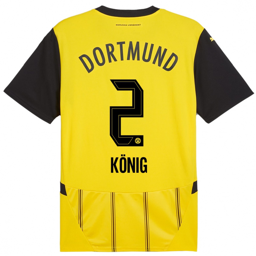 Niño Fútbol Camiseta Niklas König #2 Amarillo Negro 1ª Equipación 2024/25