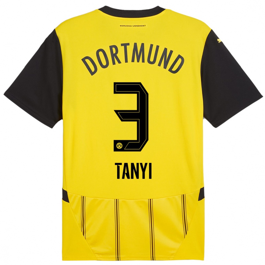 Niño Fútbol Camiseta Paul Tanyi #3 Amarillo Negro 1ª Equipación 2024/25