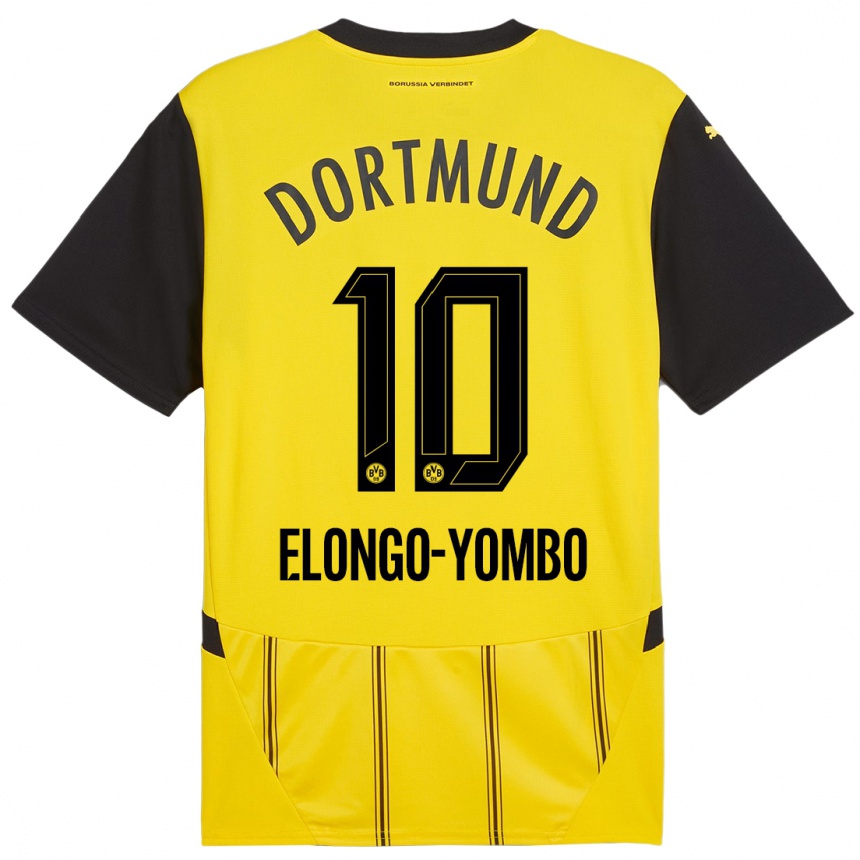 Niño Fútbol Camiseta Rodney Elongo-Yombo #10 Amarillo Negro 1ª Equipación 2024/25