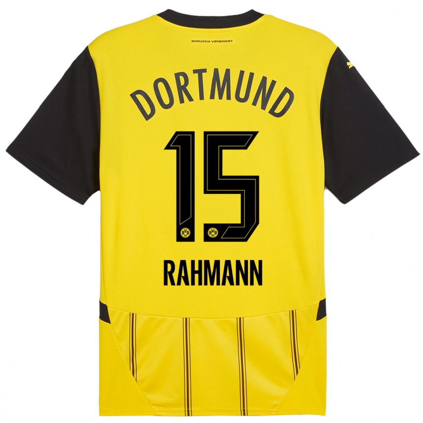 Niño Fútbol Camiseta Luke Rahmann #15 Amarillo Negro 1ª Equipación 2024/25