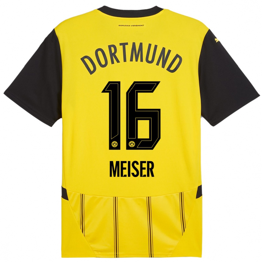 Niño Fútbol Camiseta Tyler Meiser #16 Amarillo Negro 1ª Equipación 2024/25