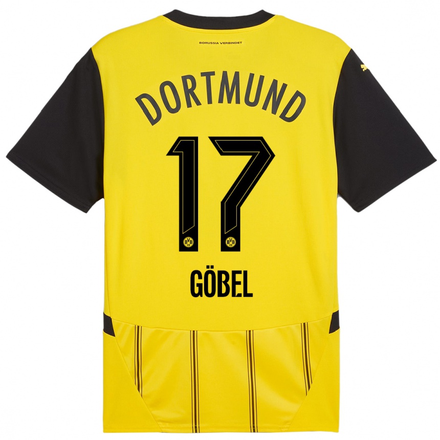 Niño Fútbol Camiseta Patrick Göbel #17 Amarillo Negro 1ª Equipación 2024/25