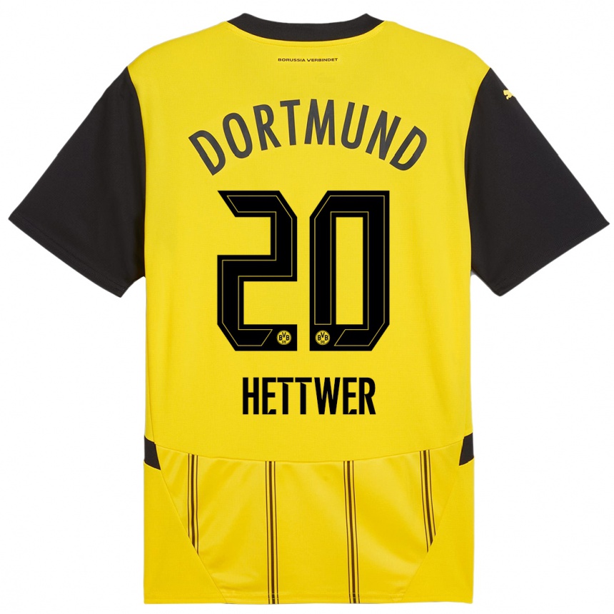 Niño Fútbol Camiseta Julian Hettwer #20 Amarillo Negro 1ª Equipación 2024/25