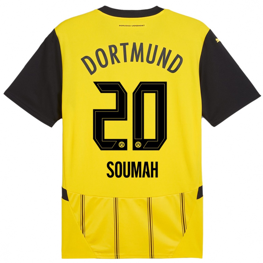 Niño Fútbol Camiseta Moussa Soumah #20 Amarillo Negro 1ª Equipación 2024/25