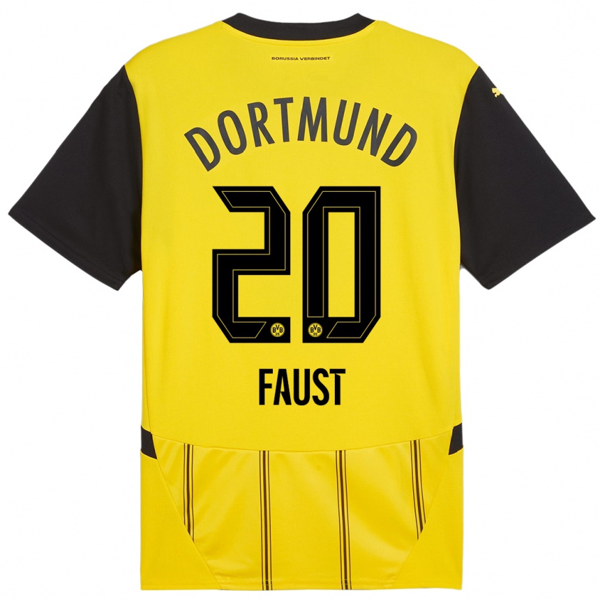 Niño Fútbol Camiseta Tom Faust #20 Amarillo Negro 1ª Equipación 2024/25