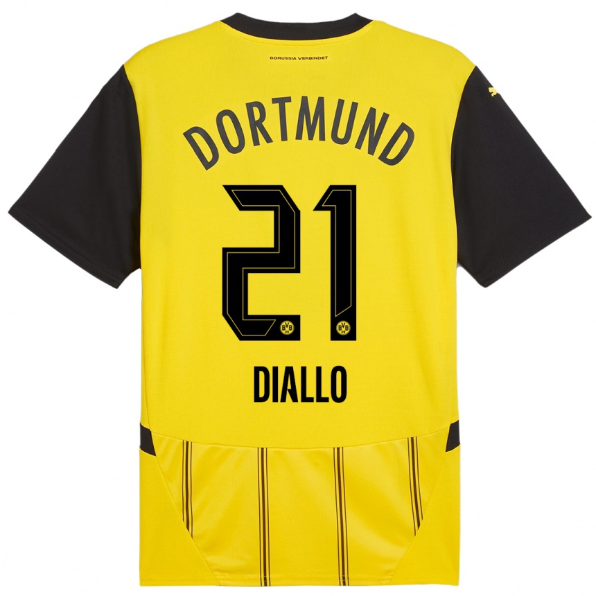 Niño Fútbol Camiseta Ousmane Diallo #21 Amarillo Negro 1ª Equipación 2024/25