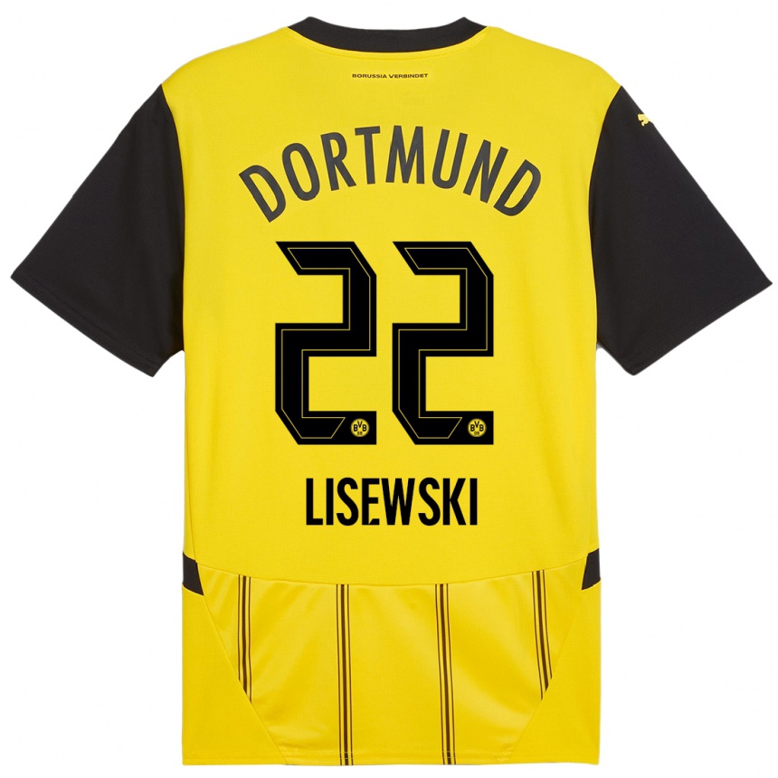 Niño Fútbol Camiseta Robin Lisewski #22 Amarillo Negro 1ª Equipación 2024/25