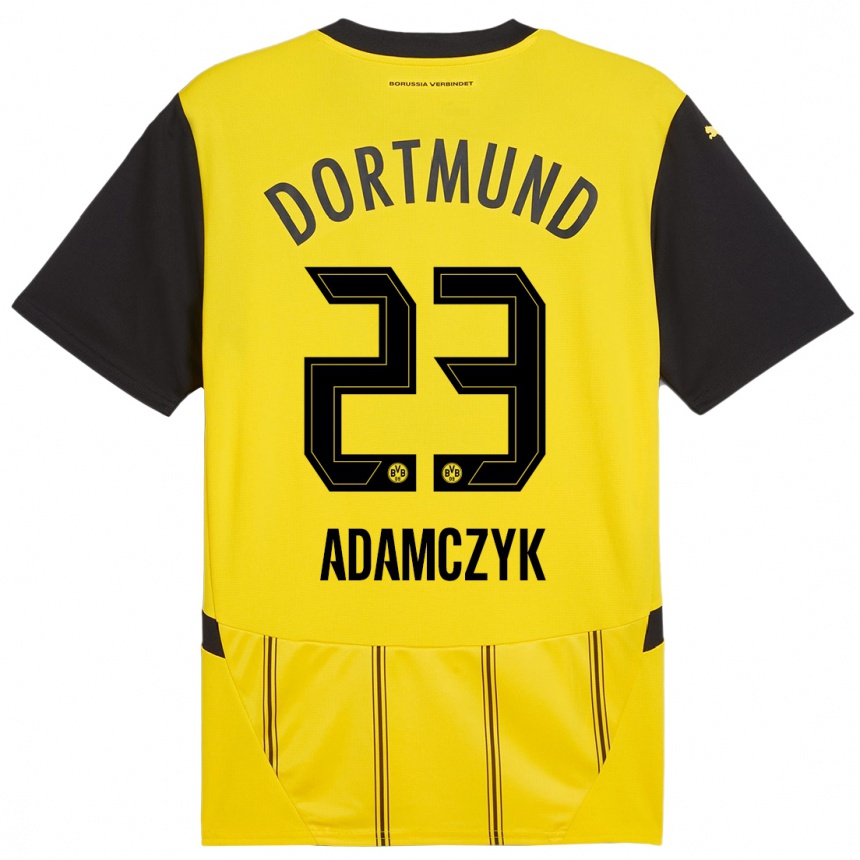 Niño Fútbol Camiseta Nico Adamczyk #23 Amarillo Negro 1ª Equipación 2024/25