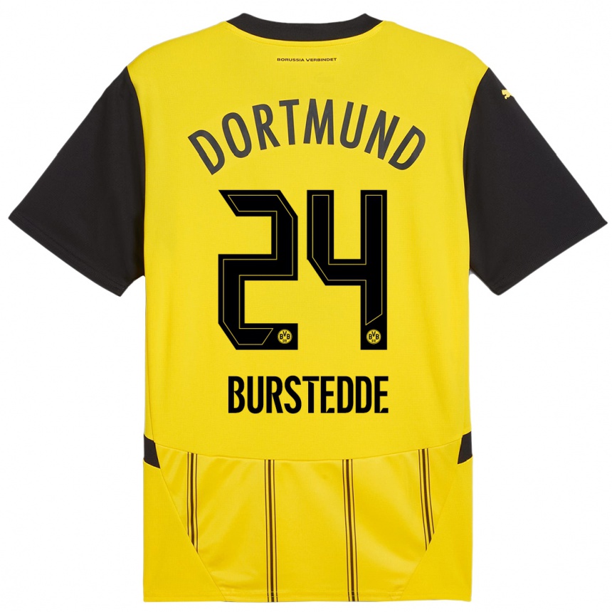 Niño Fútbol Camiseta Joshua Burstedde #24 Amarillo Negro 1ª Equipación 2024/25