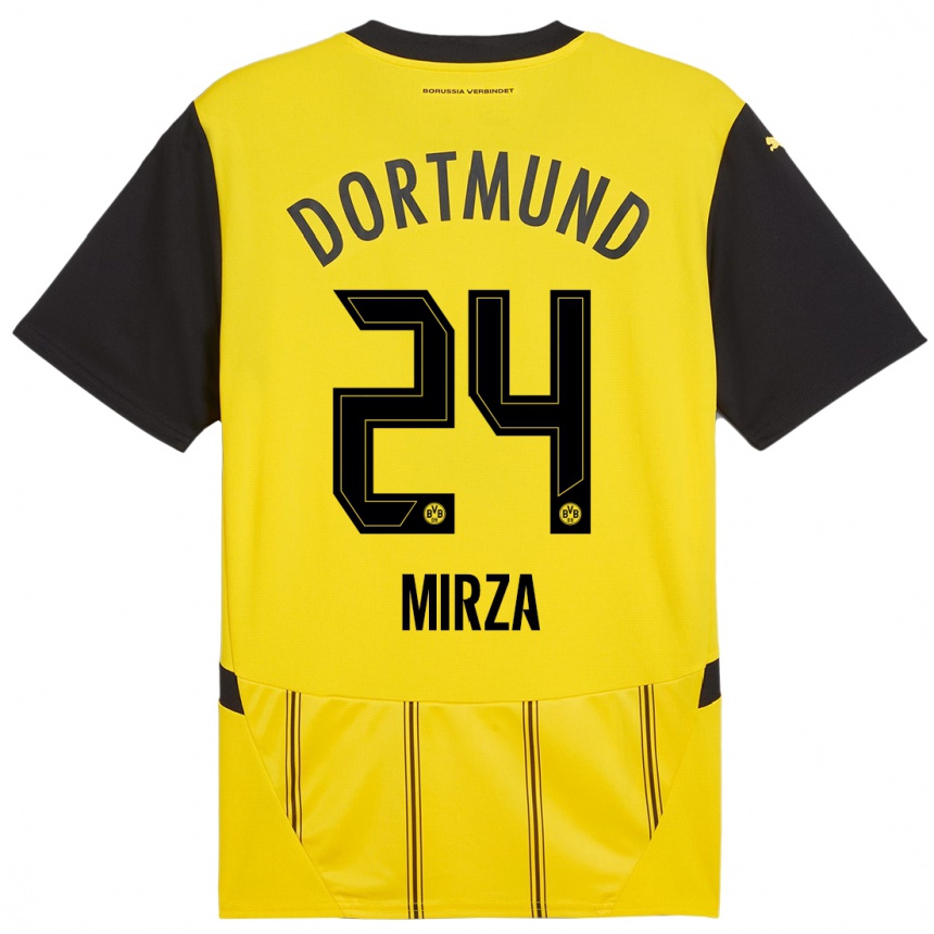 Niño Fútbol Camiseta Marwan-Omir Mirza #24 Amarillo Negro 1ª Equipación 2024/25