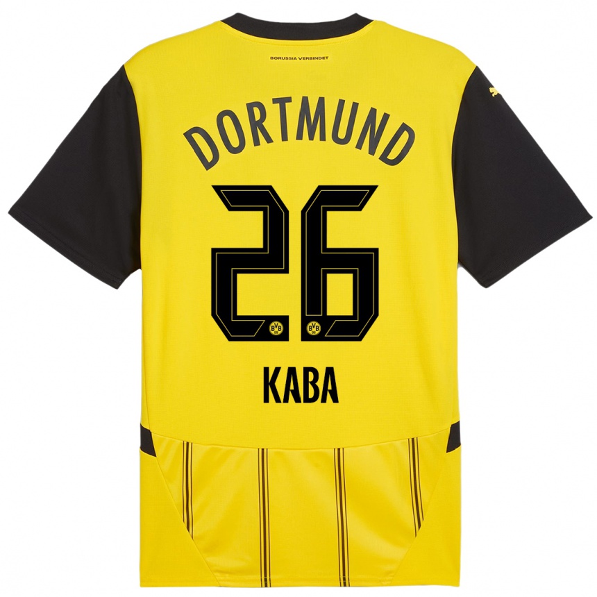 Niño Fútbol Camiseta Mussa Kaba #26 Amarillo Negro 1ª Equipación 2024/25