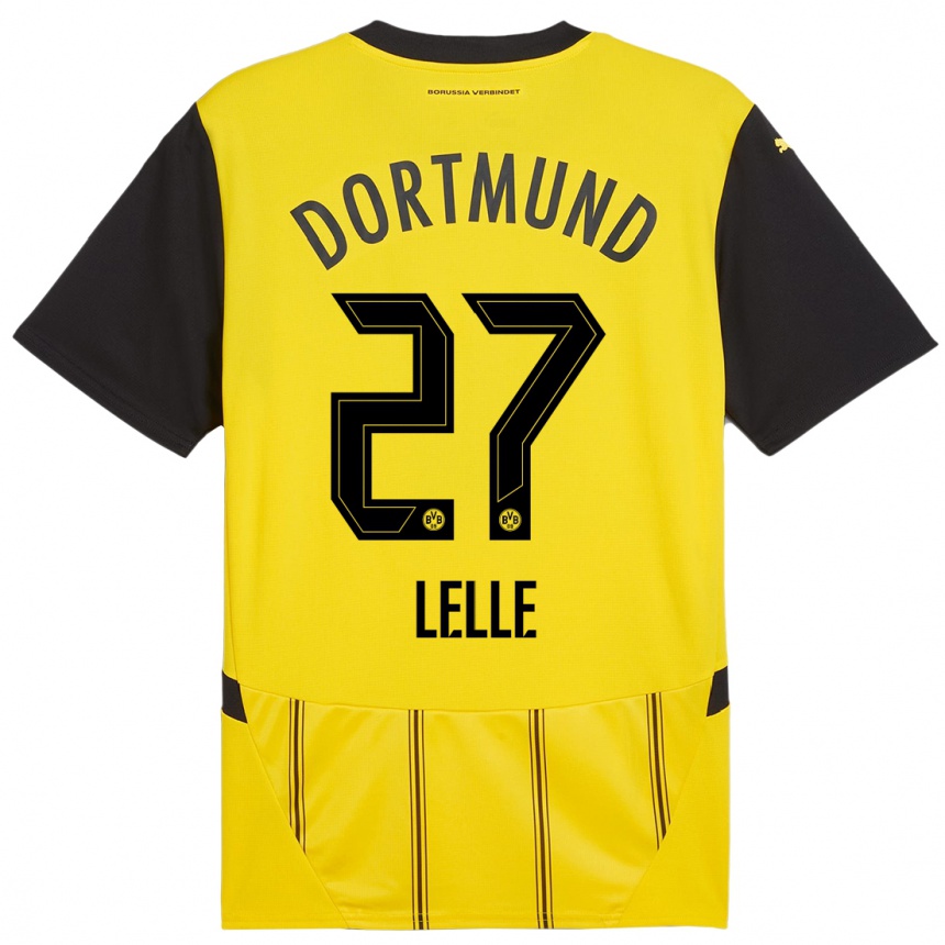 Niño Fútbol Camiseta David Lelle #27 Amarillo Negro 1ª Equipación 2024/25