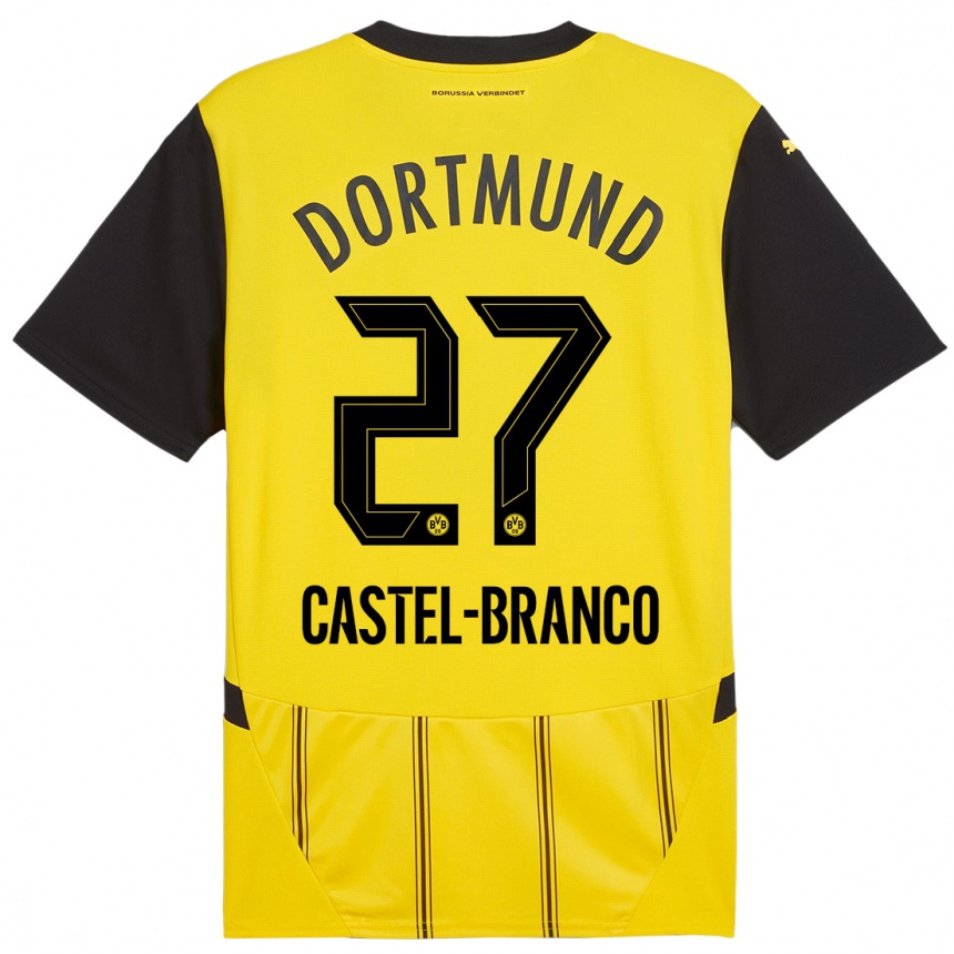 Niño Fútbol Camiseta Diego Castel-Branco #27 Amarillo Negro 1ª Equipación 2024/25