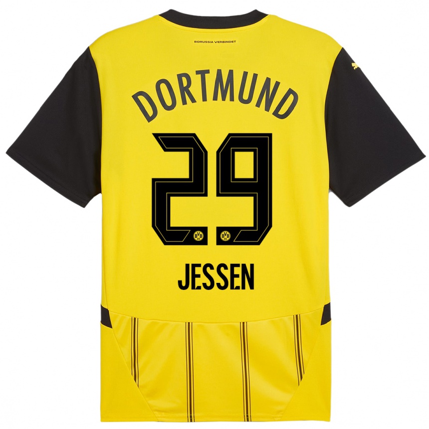 Niño Fútbol Camiseta Niklas Jessen #29 Amarillo Negro 1ª Equipación 2024/25