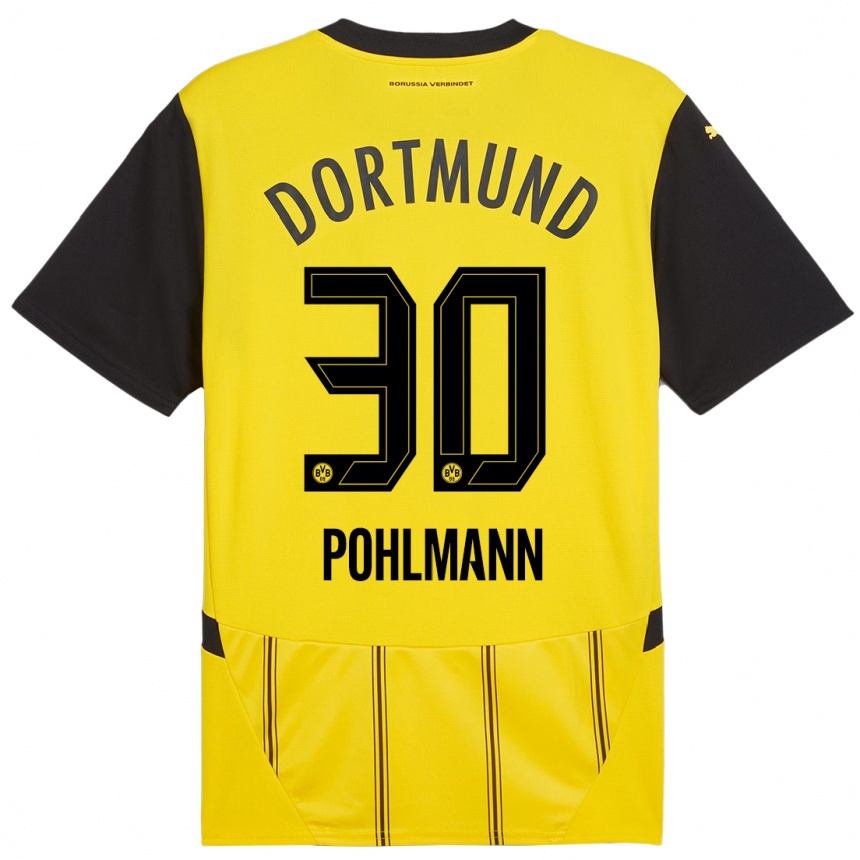 Niño Fútbol Camiseta Ole Pohlmann #30 Amarillo Negro 1ª Equipación 2024/25